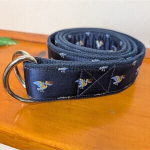 Beau Ties of Vermont Pelican D-Ring Belt – Navy Ribbon – Size XL (~48”)